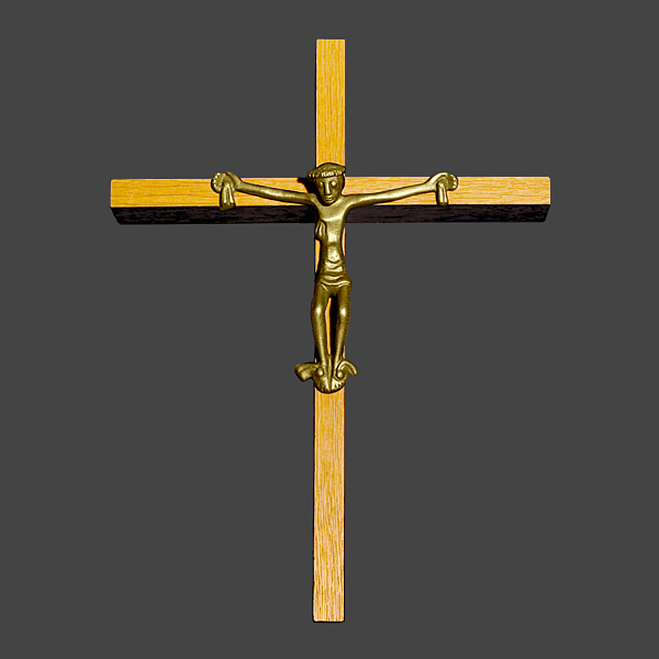 K0128G Holzkreuz mit Bronzekorpus
